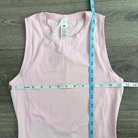 LULULEMON All Aligned Ribbed Midi Dress Size 2 Pastel Pink Nulu Stretch Bodycon - Picture 7 of 7